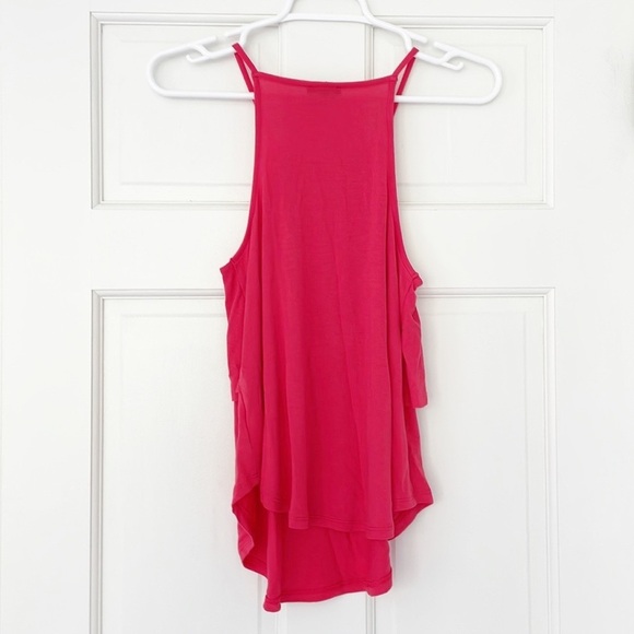 EXPRESS tank shirt size XS red pink ruffles soft - Picture 2 of 5